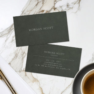 Modern Minimalist Green Suede Print Business Card