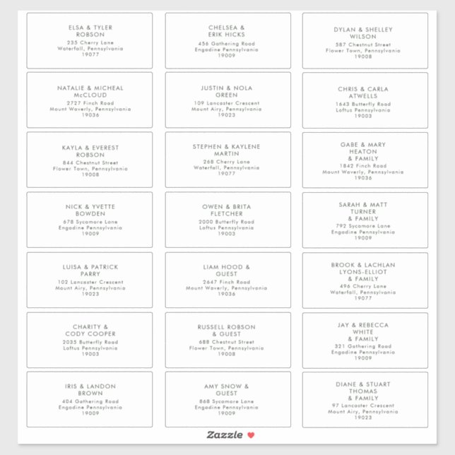 Modern Minimalist Green Text Guest Address Labels  (Sheet)