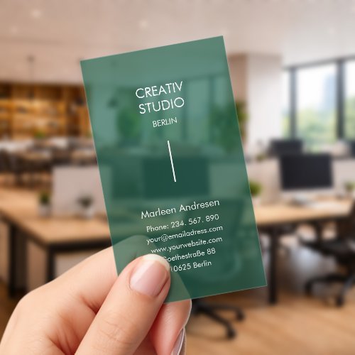 Modern Minimalist Green Transparent Clear Business Cards