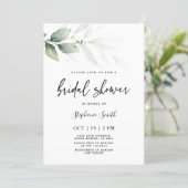 Modern minimalist Greenery Bridal Shower Invitation (Standing Front)