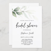 Modern minimalist Greenery Bridal Shower Invitation (Front/Back)