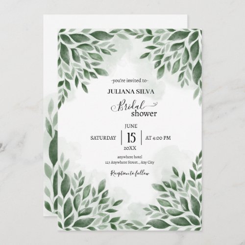 Modern minimalist  Greenery Eucalyptus Foliage  Invitation