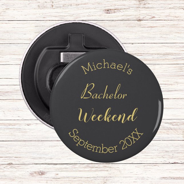 Modern Minimalist Grey and Gold Bachelor Party  Bottle Opener (Creator Uploaded)