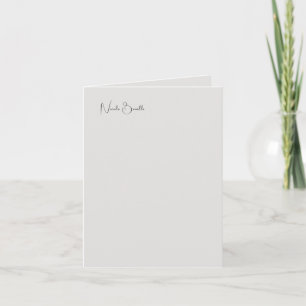 Modern Minimalist Grey Calligraphy Name Note Card