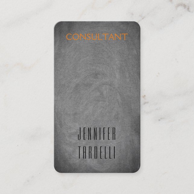 Modern Minimalist Grey Chalkboard Background Business Card (Front)
