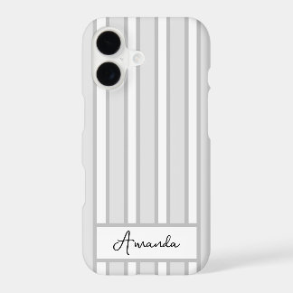 Modern Minimalist Grey Pinstripe Personalised iPhone 17 Case