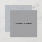 Modern Minimalist Grey Plain Elegant Professional Square Business Card (Front/Back)