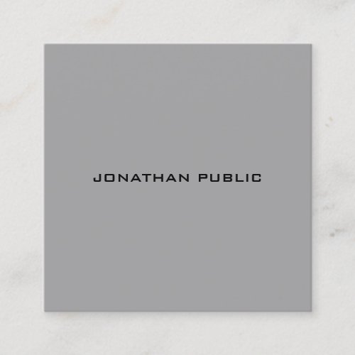 Modern Minimalist Grey Plain Elegant Professional Square Business Card