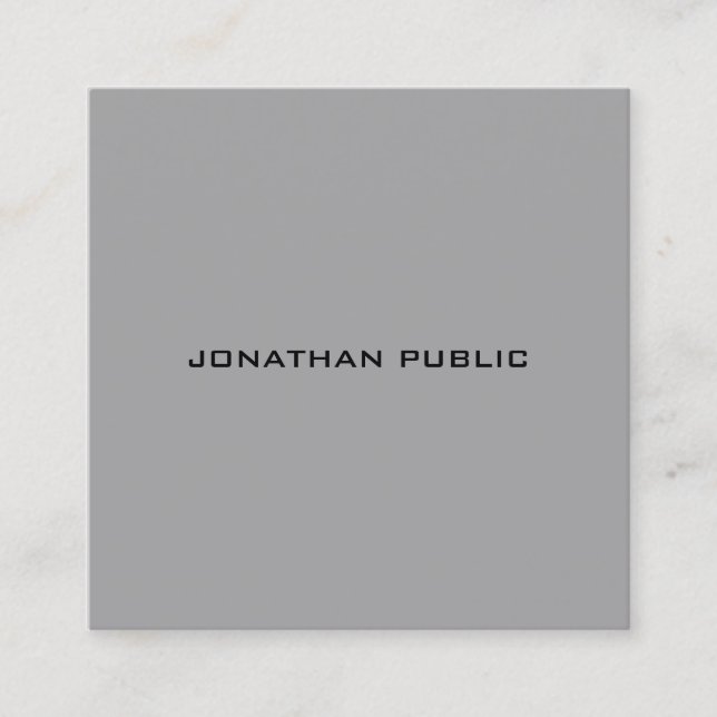 Modern Minimalist Grey Plain Elegant Professional Square Business Card (Front)