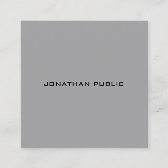 Modern Minimalist Grey Plain Elegant Professional Square Business Card ...