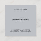 Modern Minimalist Grey Plain Elegant Professional Square Business Card (Back)