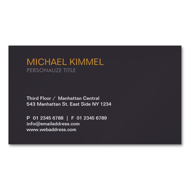 Modern Minimalist Grey Professional Magnetic Business Card (Front)