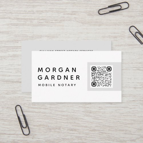 Modern Minimalist Grey QR Code Business Card