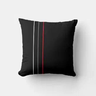 Modern Minimalist Grey Red Lines Black Throw Pillow