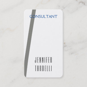 Modern Minimalist Grey White Blue Plain Simple Business Card