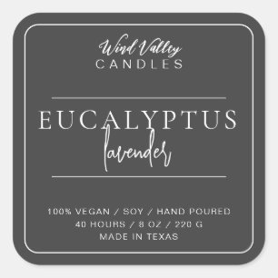 Modern minimalist grey white candle label