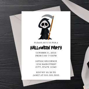 Modern Minimalist Grim Reaper Halloween Party Invitation