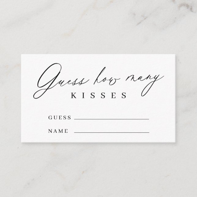 Modern minimalist guess how many kisses game enclosure card (Front)