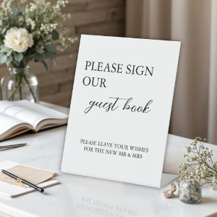 Modern Minimalist Guest Book Wedding Pedestal Sign