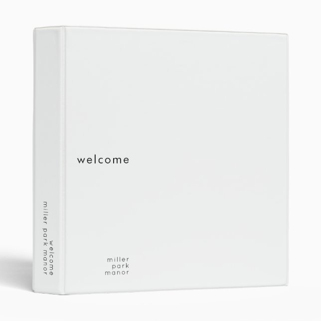 Modern Minimalist Guest Information 3 Ring Binder (Front/Spine)