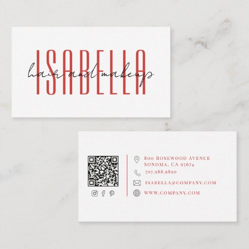 Modern Minimalist Hair Makeup Artist Name Business Card