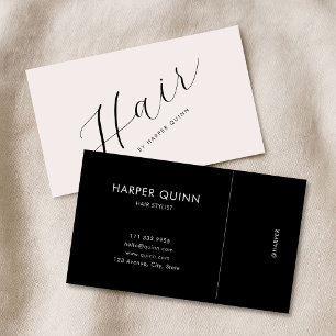 Modern Minimalist Hair Stylist Script Blush Pink Business Card