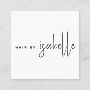 Modern Minimalist Hair Stylist Script Square Business Card