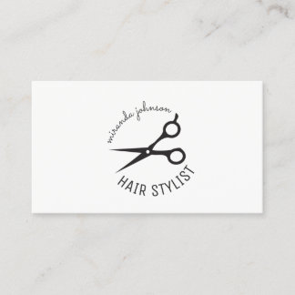 modern minimalist hairstylist hair stylist shears business card