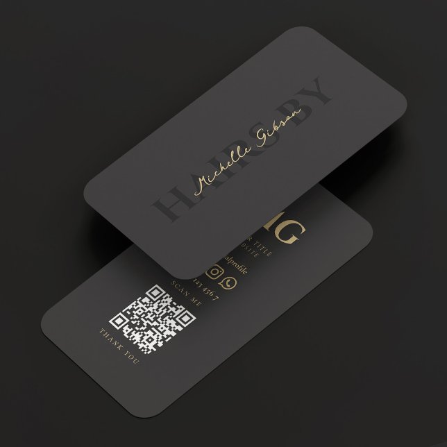 Modern Minimalist Hairstylist Monogram Dark Business Card (Modern Minimalist Hairstylist Monogram Dark Business Card
)