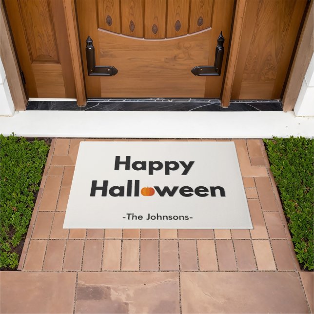 Modern Minimalist Halloween  – Personalized Doormat (Outdoor)