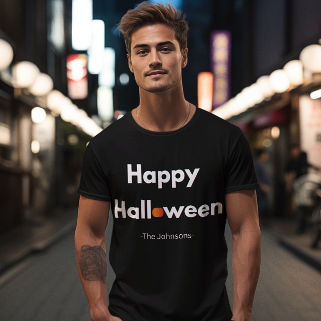 Modern Minimalist Halloween – Personalized Pumpkin T-Shirt (Creator Uploaded)