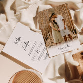 Elegant Minimalist Script Overlay photo Wedding  Invitation