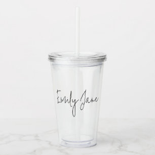 Modern Minimalist Hand Lettered Name Acrylic Tumbler