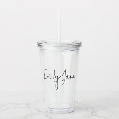 Modern Minimalist Hand Lettered Name Acrylic Tumbler