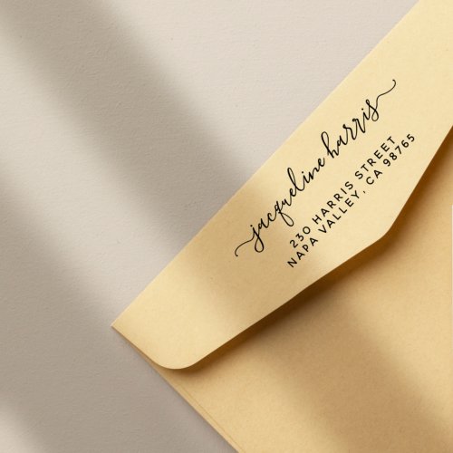 Modern  Minimalist Hand_Written Return Address Rubber Stamp