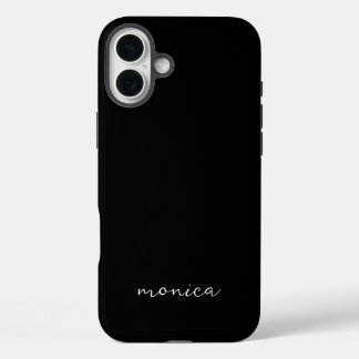 Modern Minimalist Handwriting Script Black iPhone 16 Plus Case