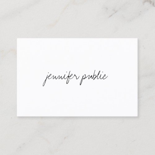 Modern Minimalist Handwriting Script Plain Elegant Business Card