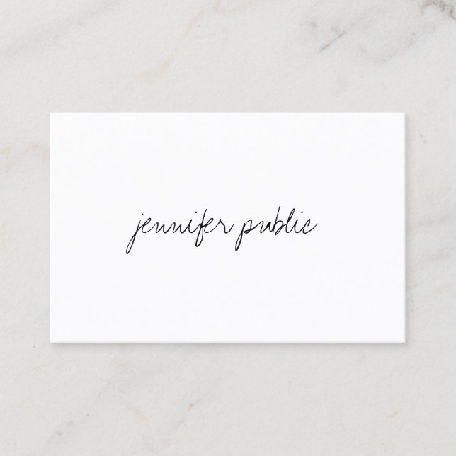 Modern Minimalist Handwriting Script Plain Elegant Business Card (Front)