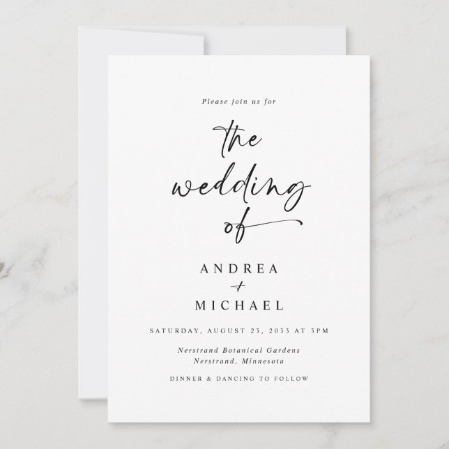 Modern Minimalist Handwriting Wedding Invitation (Front)