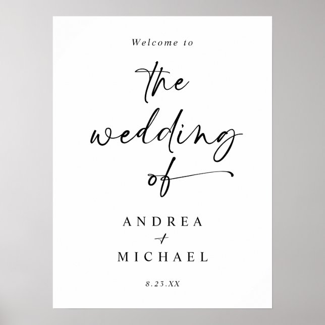 Modern Minimalist Handwriting Wedding Welcome Sign (Front)