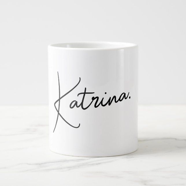 Modern Minimalist Handwritten Name 20oz Jumbo Giant Coffee Mug (Front)