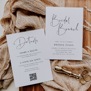 Modern Minimalist Handwritten Script Bridal Brunch Invitation