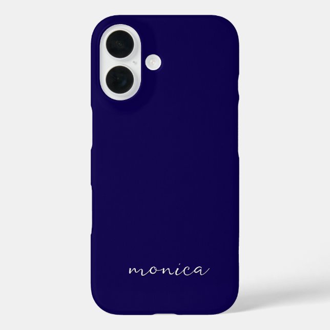 Modern Minimalist Handwritten Script Dark Blue Case-Mate iPhone Case (Back)