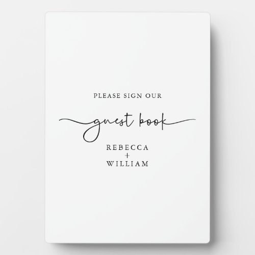 Modern Minimalist Handwritten Script Guest Book Plaque