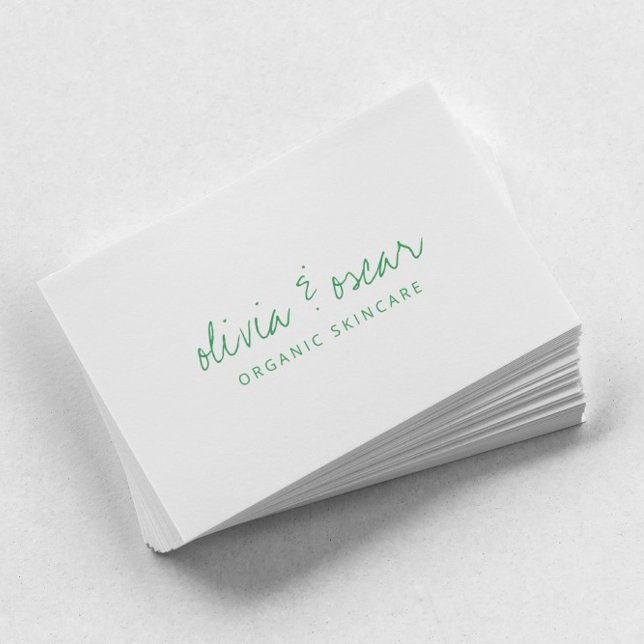 Modern Minimalist Handwritten Script Kelly Green Business Card (Creator Uploaded)