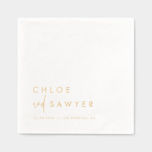 Modern Minimalist Handwritten Script Wedding Foil Napkins