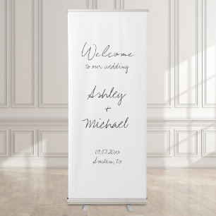 Modern Minimalist Handwritten Script Wedding Retractable Banner