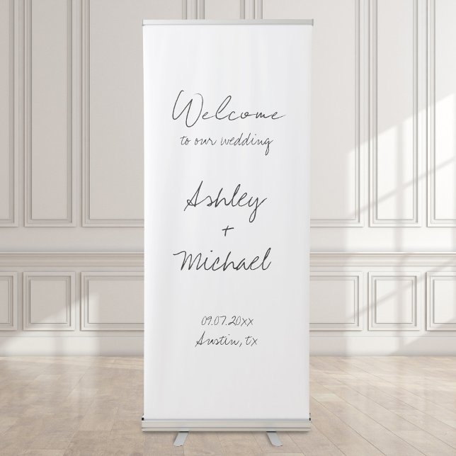 Modern Minimalist Handwritten Script Wedding  Retractable Banner (Creator Uploaded)