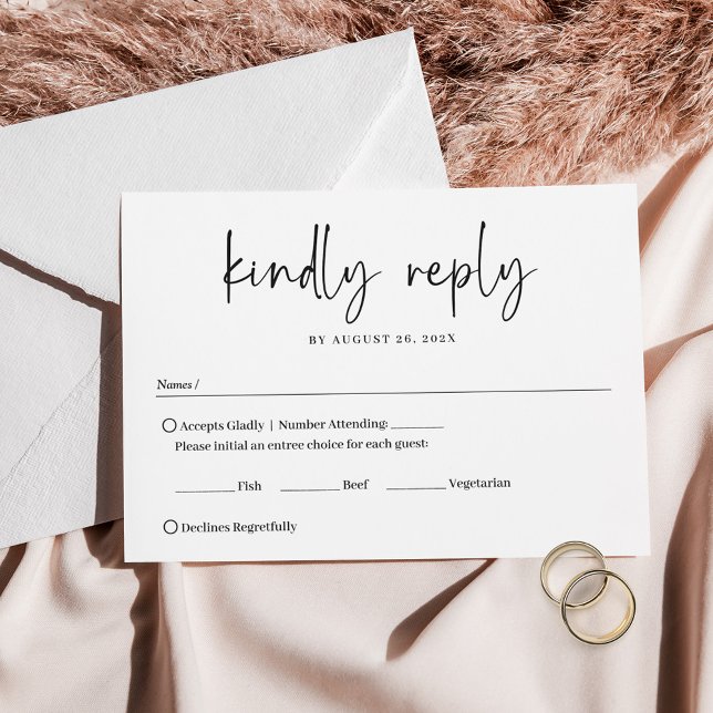 Modern Minimalist Handwritten Script Wedding RSVP Card (Creator Uploaded)