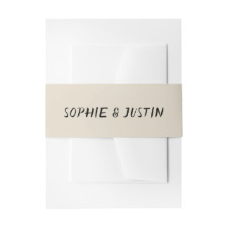 Modern Minimalist Handwritten Wedding Invitation Belly Band